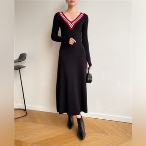 British Style Black Sweater Dress